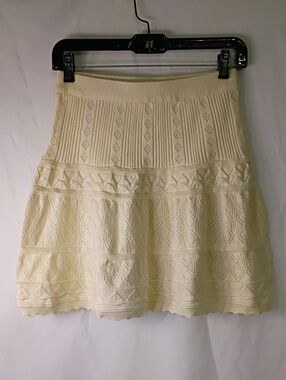 Willow & Wind Cream Knit A-Line Skirt